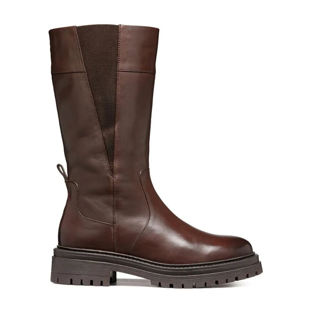 Geox Respira Eleana Brown Leather Lug Sole Combat Moto Boots EU40/US10